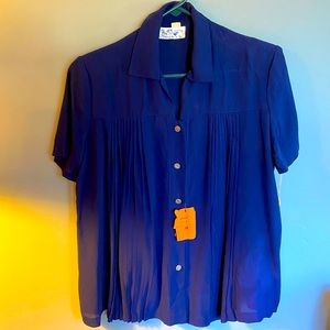 VTG 1940s NWT maternity navy blouse-L